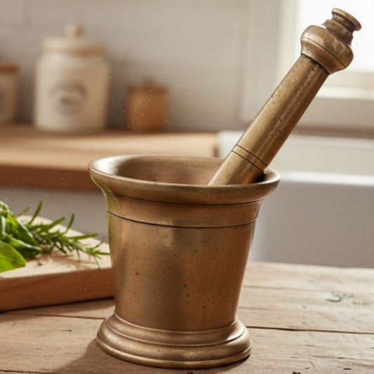 1952 Antique Brass Khalbatta | Brass Mortar and Pestle Set