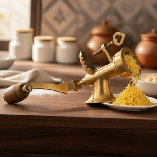1980 Antique Brass Sewai Maker | Traditional Brass Kitchen Tool