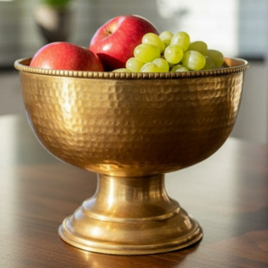 1983 Antique Brass Fruit Basket | Decorative Brass Serving Basket