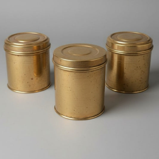 1983 Antique Brass Storage Boxes Set of 3 | Decorative Brass Container Set - Bombay Antiques
