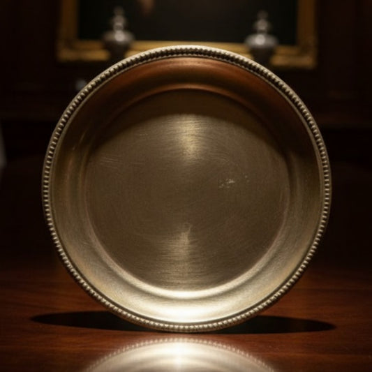 Antique Brass Small Plates with Ornated Borders Set of 4 | Decorative Brass Plate Set | Made in 1988