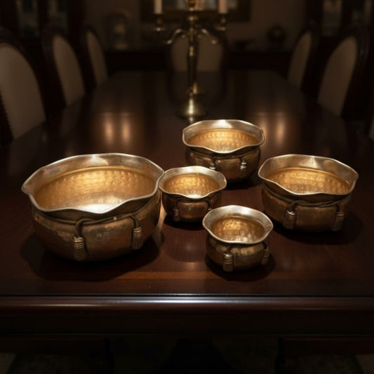 Antique Brass Planters Set of 5 | Decorative Brass Planter Collection | Made in 1972