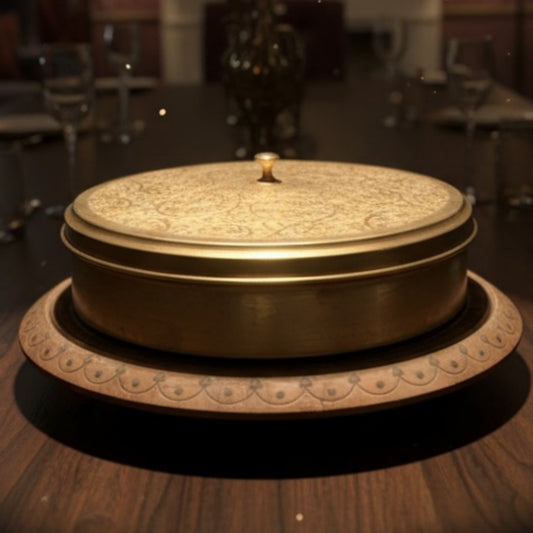 Antique Brass Flat Storage Box | Decorative Brass Container | Made in 1982