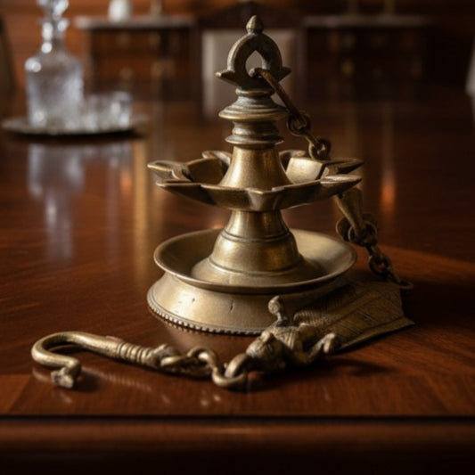 Antique Brass Hanging Samay | Decorative Brass Hanging Lamp | Made in 1959