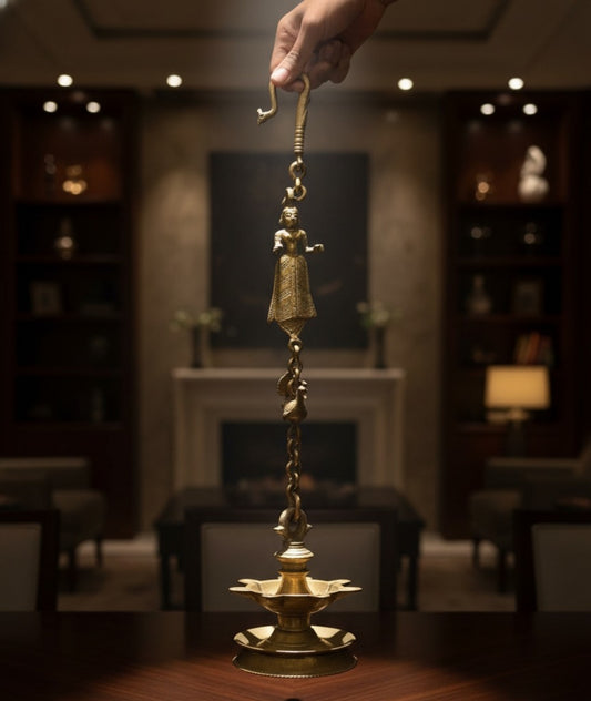 Antique Brass Hanging Samay | Decorative Brass Hanging Lamp | Made in 1959
