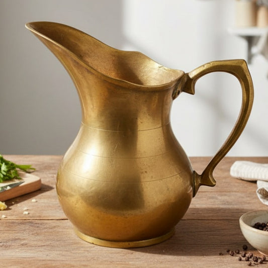 Antique Bronze Jug 1L | Decorative Bronze Pouring Vessel | Made in 1975