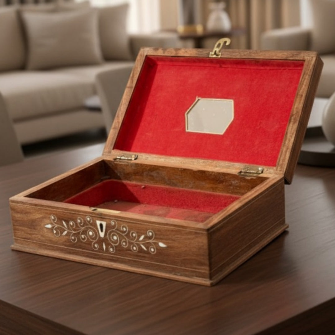 Antique Teakwood Inlay Work Jewellery Box | Wooden Storage Box | Made in 1976