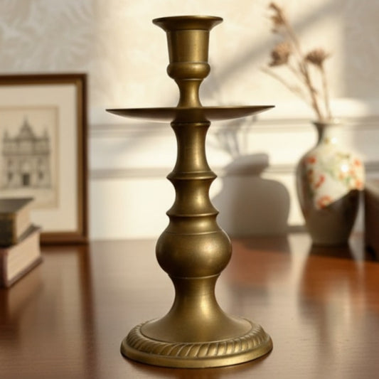 100 Year Old Antique Peetal Candle Handle Holder | Premium Brass Handheld Candle Stand | Made circa 1900