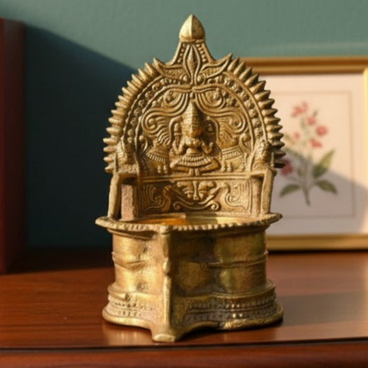 Antique Peetal Engraved Diya | Premium Brass Oil Lamp | Made in 1958