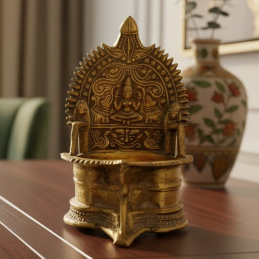 Antique Peetal Engraved Diya | Premium Brass Oil Lamp | Made in 1958