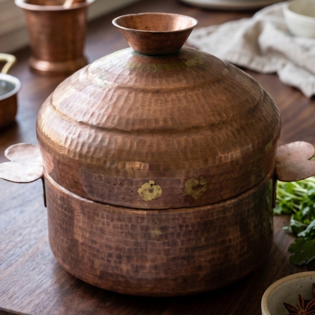 Antique Tamra Modak Patra | Premium Copper Cooking Vessel | Made in 1970 - Bombay Antiques
