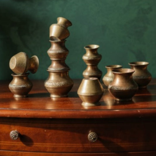 Very Rare Antique Miniature Pot Set of 12 | Premium Small Decorative Collectibles | Made circa 1960 - Bombay Antiques