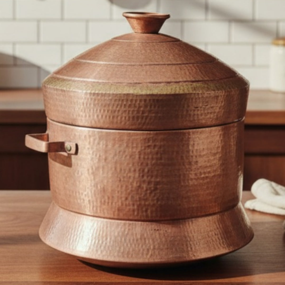 Antique Tamba Steamer Patra | Premium Copper Cooking Vessel | Made in 1960 - Bombay Antiques