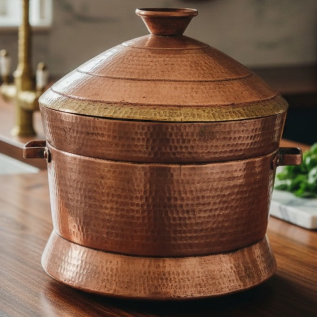 Antique Tamba Steamer Patra | Premium Copper Cooking Vessel | Made in 1960 - Bombay Antiques