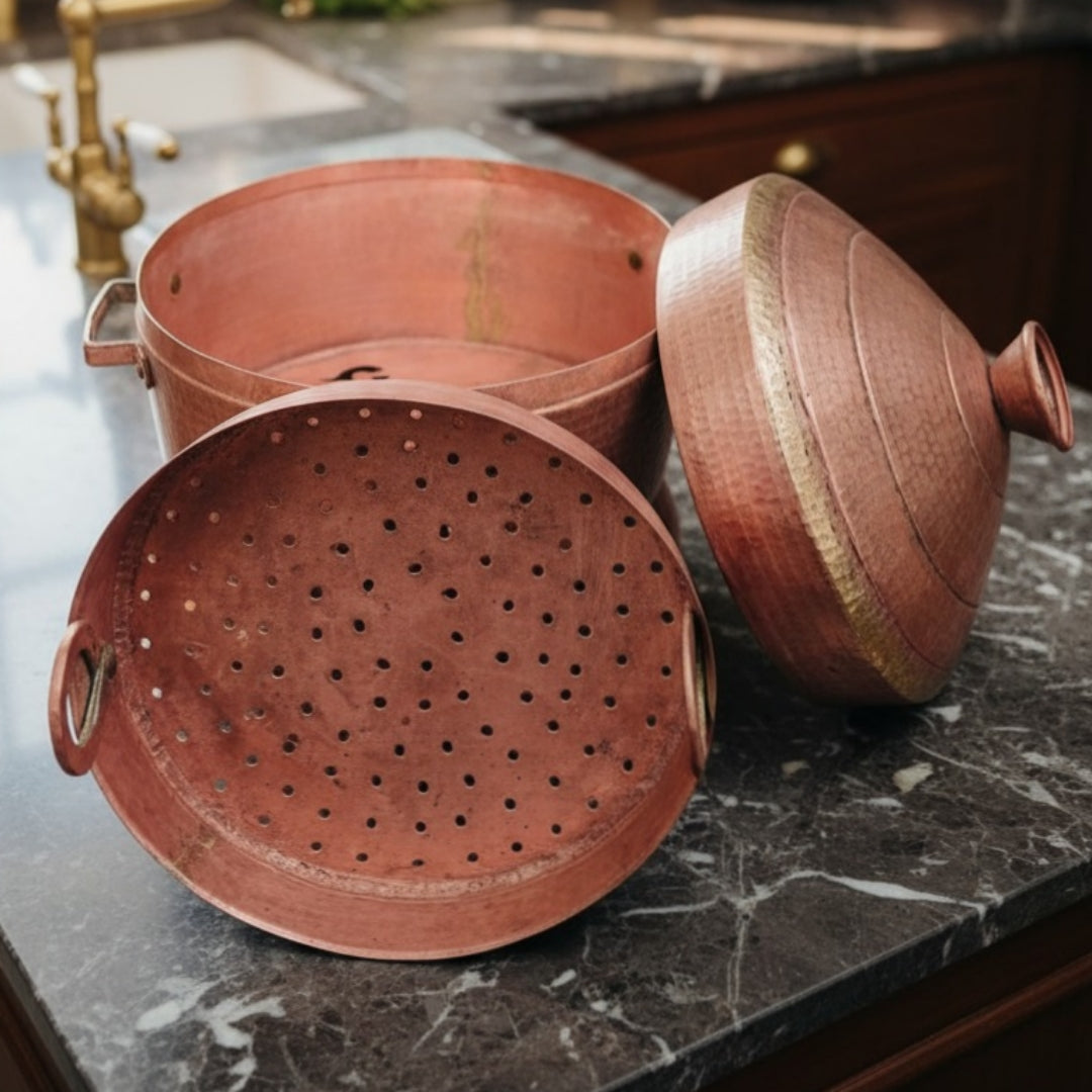 Antique Tamba Steamer Patra | Premium Copper Cooking Vessel | Made in 1960 - Bombay Antiques