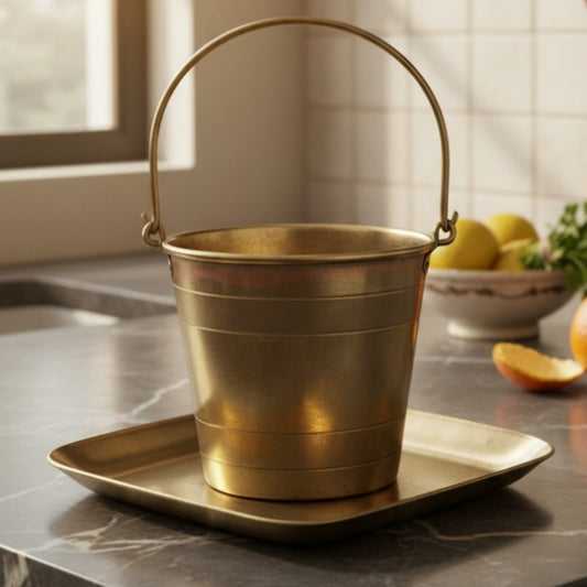 Antique German Silver Serving Bucket with Tray | Premium Hospitality Set | Made in 1972 - Bombay Antiques