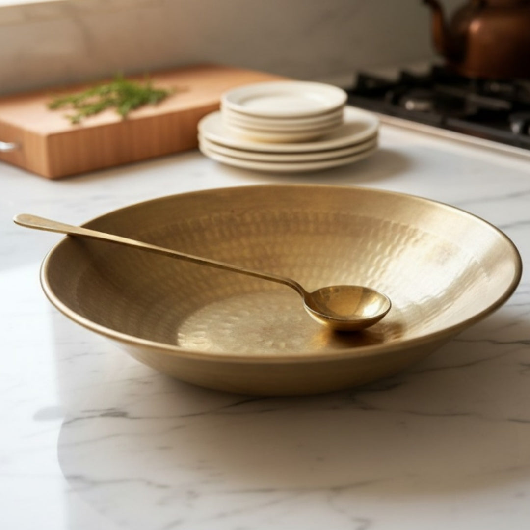 Antique Peetal Rice Bowl with Serving Spoon | Brass Bowl Set | Made in 1950