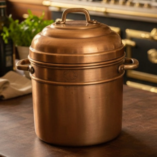 Antique Tamba Steamer with Lid and Ladle | Copper Cooking Steamer Pot | Made in 1866