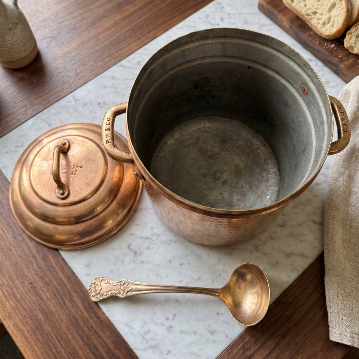 Antique Tamba Steamer with Lid and Ladle | Copper Cooking Steamer Pot | Made in 1866