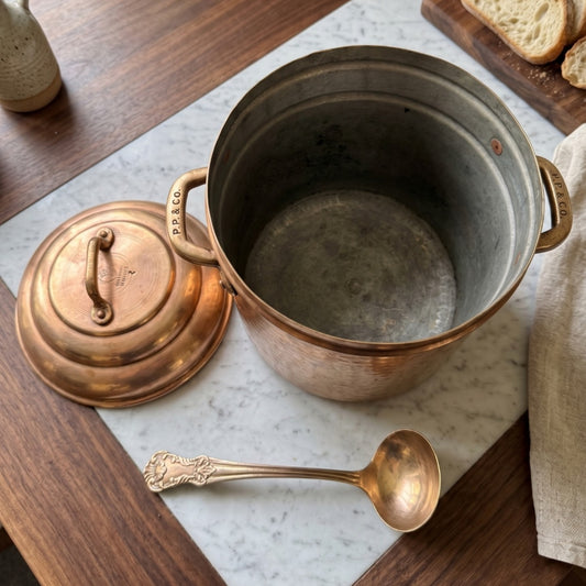 Antique Tamba Steamer with Lid and Ladle | Copper Cooking Steamer Pot | Made in 1866