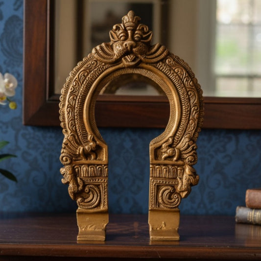 Antique Peetal Engraved Prabhavali | Brass Decorative Arch Frame Showpiece | Made in 1965