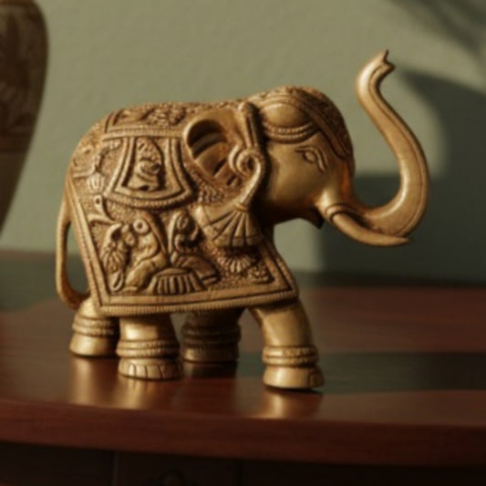 Antique Peetal Heavy Elephant Figurine Set | Brass Decorative Elephant Pair | Made in 1960
