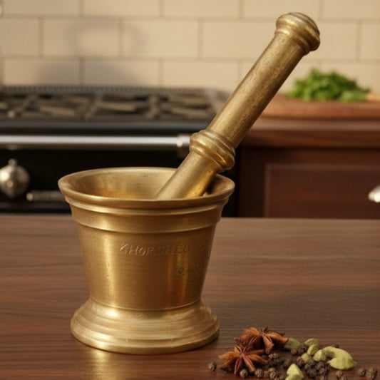 Antique Peetal Khalbatta | Brass Mortar and Pestle Set | Made in 1980
