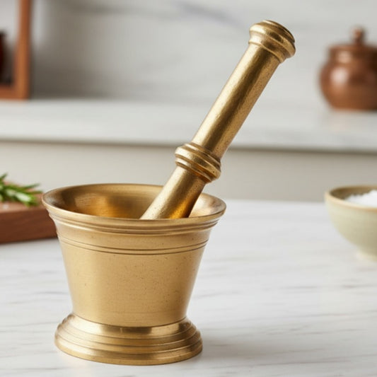 Antique Peetal Khalbatta | Brass Mortar and Pestle Set | Made in 1980
