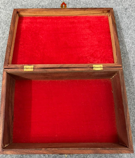 Vintage Rosewood Engraved Jewellery Box | Rosewood Hand Carved & Brass Inlay Jewellery Box | 1990s