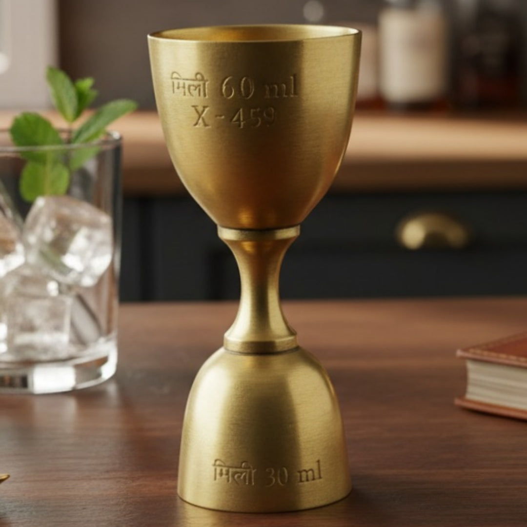 Antique Peetal Double Peg Measure | Pure Brass Bar Measure 30ml & 60ml | Made in 1969