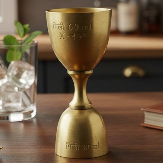 Antique Peetal Double Peg Measure | Pure Brass Bar Measure 30ml & 60ml | Made in 1969