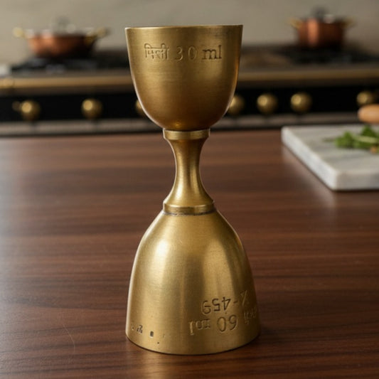 Antique Peetal Double Peg Measure | Pure Brass Bar Measure 30ml & 60ml | Made in 1969