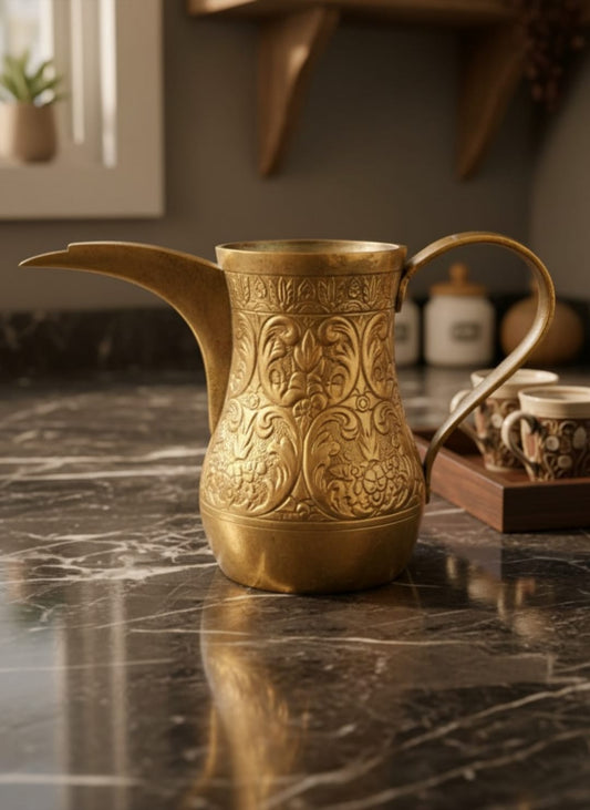 Antique Peetal Engraved Jug | Brass Engraved Decorative Water Jug | Made in 1966