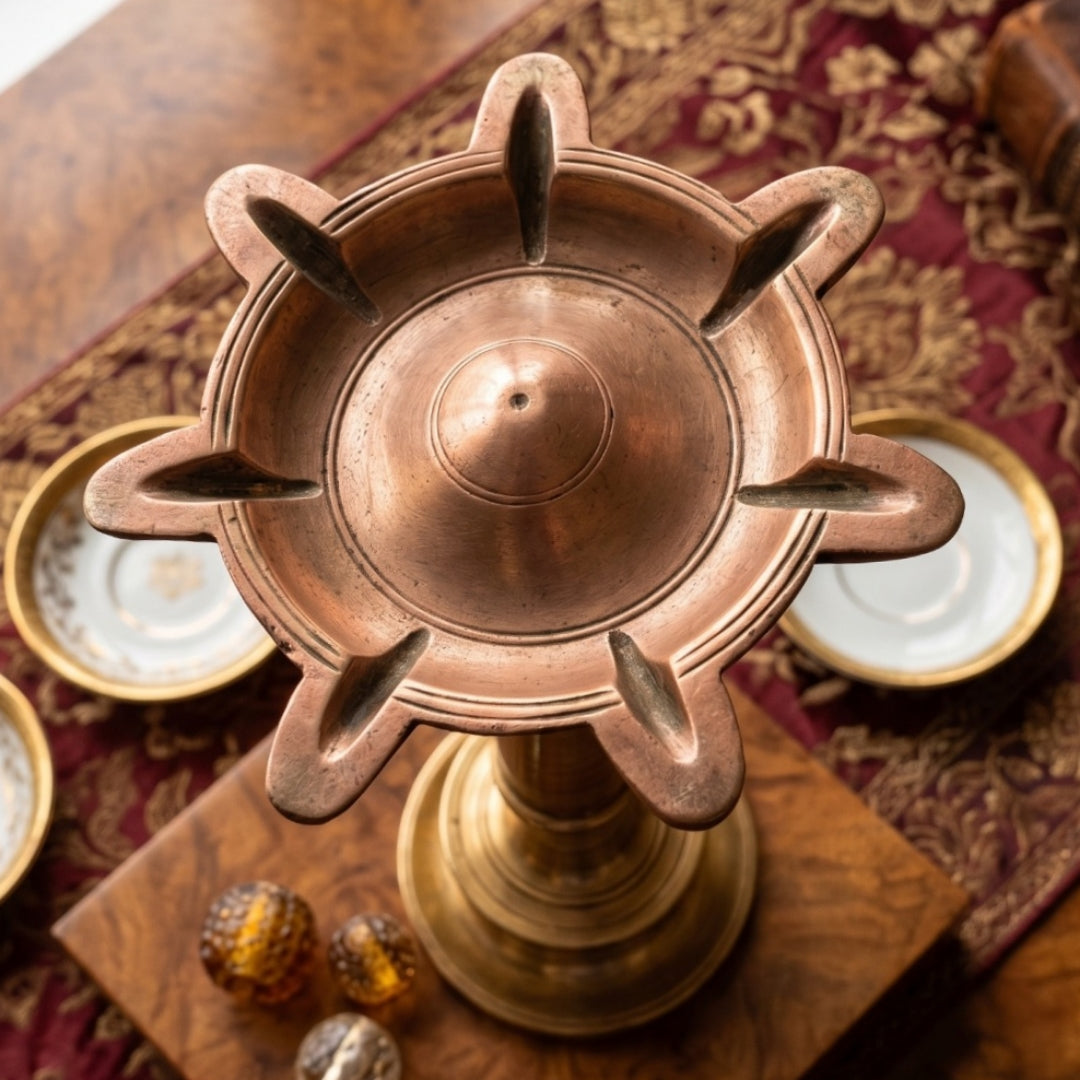 Antique Peetal Samay | Pure Brass Traditional Lamp Stand | Made in 1970
