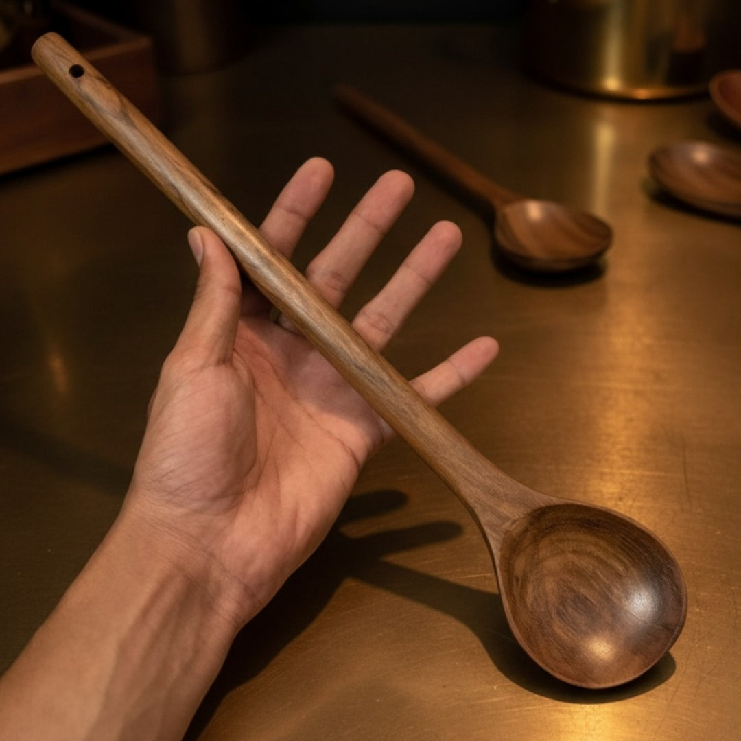 Vintage Rosewood Ladle Set of 3 | Rosewood Hand Turned Long Handle Ladle Set | 1990