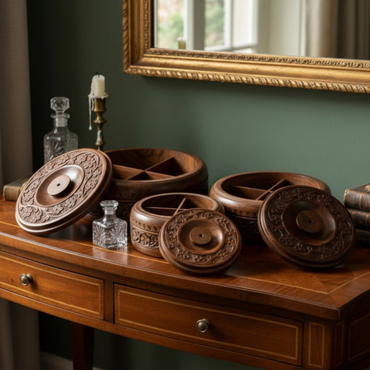 Vintage Rosewood Masala Box Set of 3 | Rosewood Hand Carved Spice Storage Box Set | 1990s