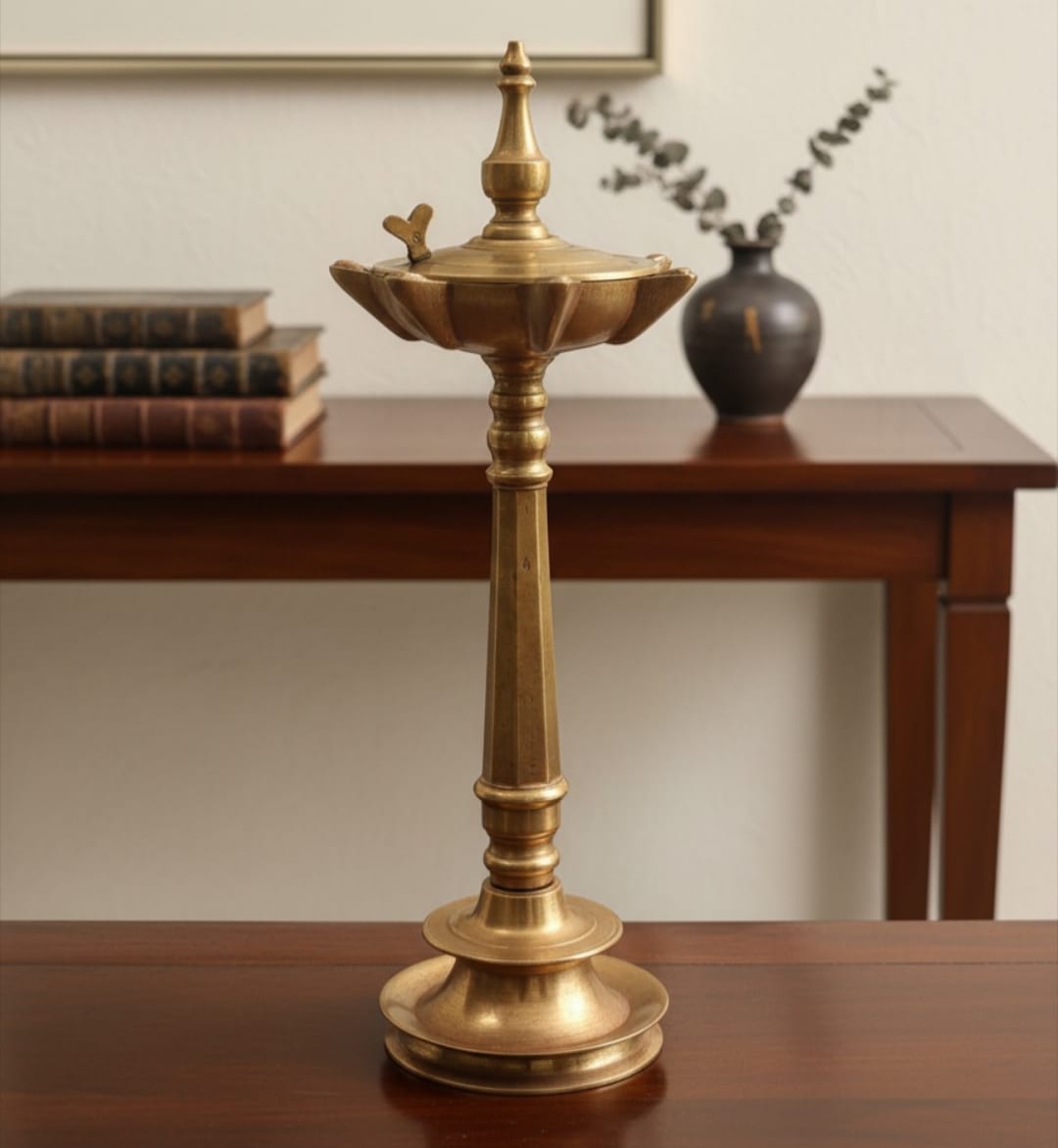 Antique Peetal Samay with Lid | Pure Brass Traditional Lamp Stand | Made in 1970