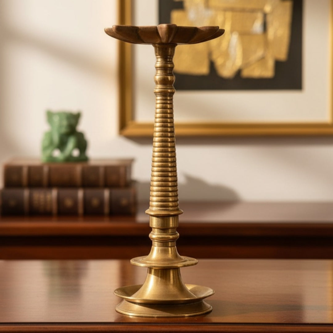 Antique Peetal Samay | Pure Brass Traditional Lamp Stand | Made in 1970