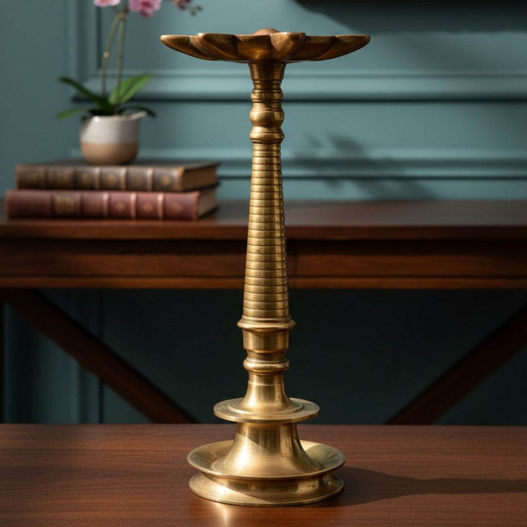 Antique Peetal Samay | Pure Brass Traditional Lamp Stand | Made in 1970