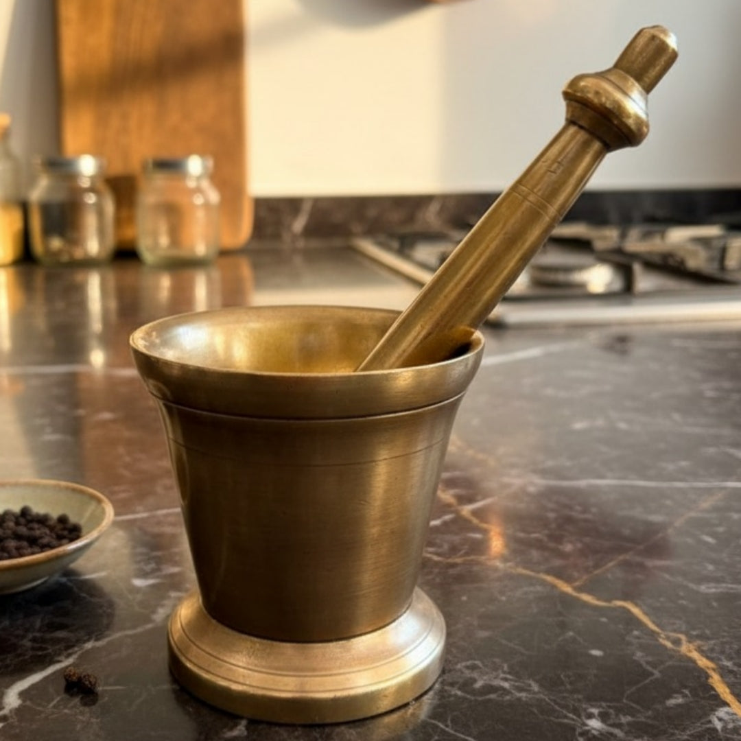 Antique Peetal Heavy Khalbatta | Pure Brass Mortar & Pestle Set | Made in 1960