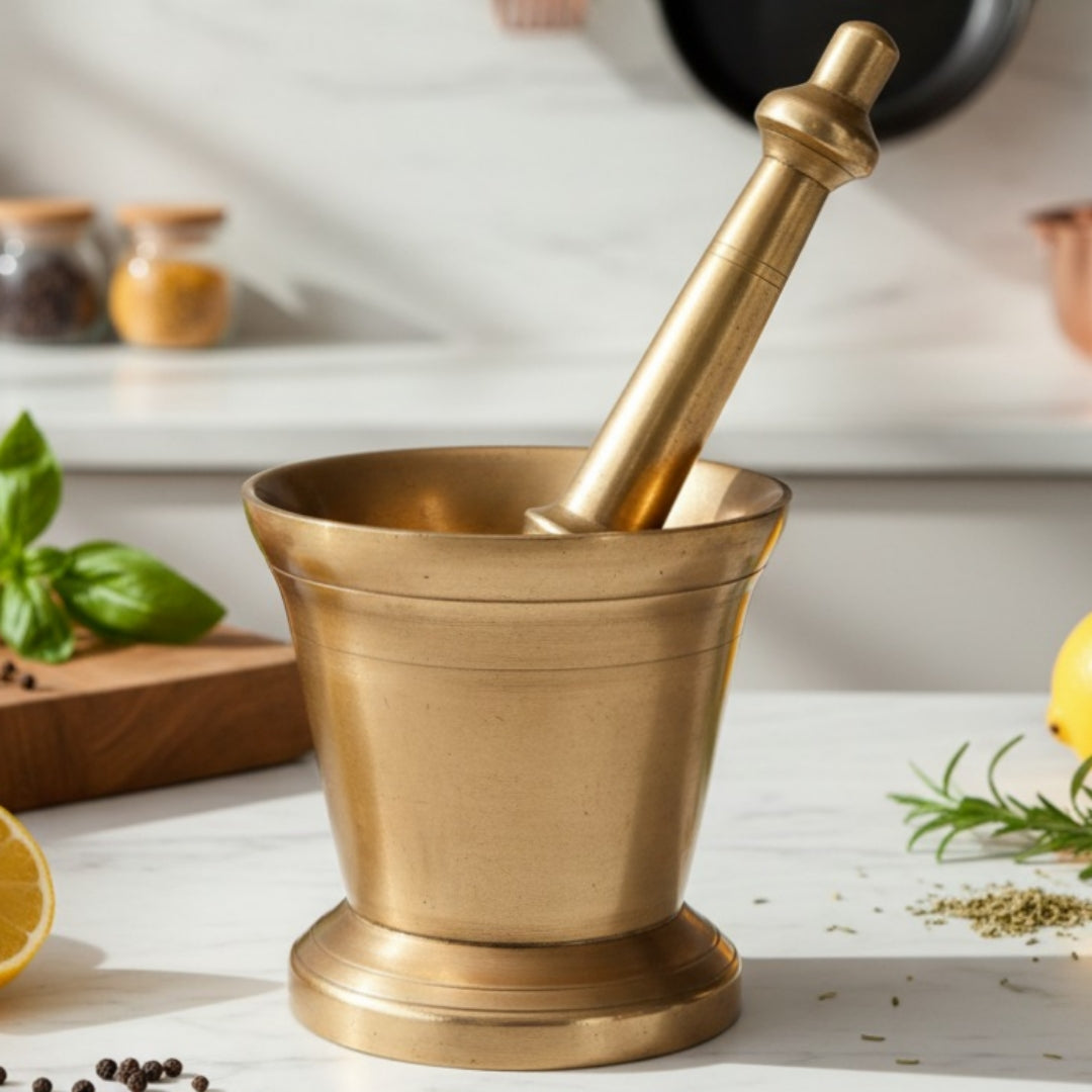 Antique Peetal Heavy Khalbatta | Pure Brass Mortar & Pestle Set | Made in 1960
