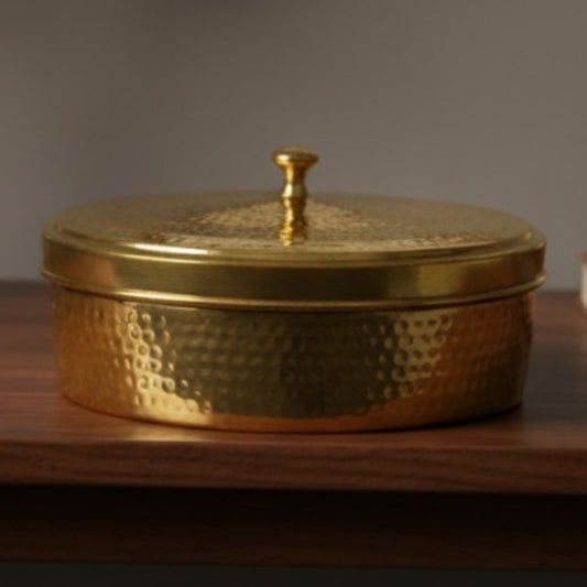 Premium Brass Masala Box – Big Size | Pure Brass Spice Storage Container | Brand New