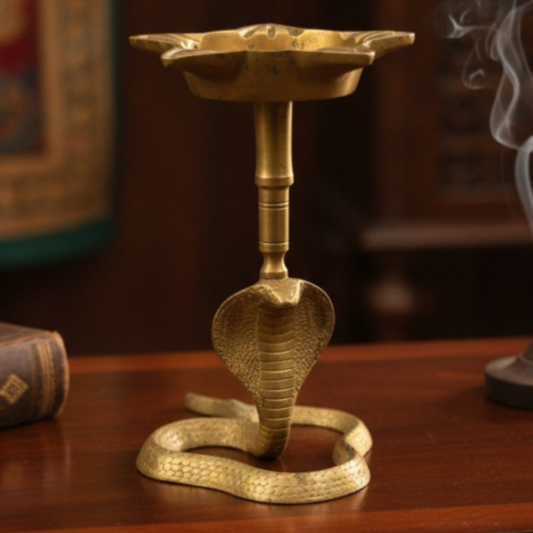 Antique Peetal Snake Samay | Pure Brass Serpent Design Lamp Stand | Made in 1974