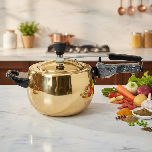 Premium Brass Cooker 3L | Pure Brass Traditional Cooking Vessel | Brand New