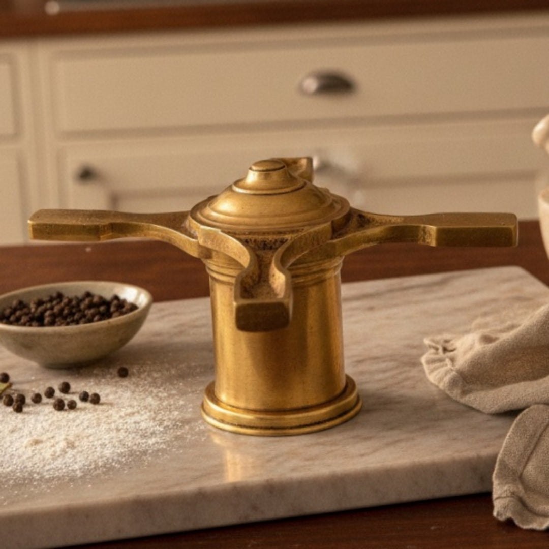Antique Peetal Lemon Crusher and Sevai Maker | Pure Brass Noodle & Vermicelli Press | Made in 1977