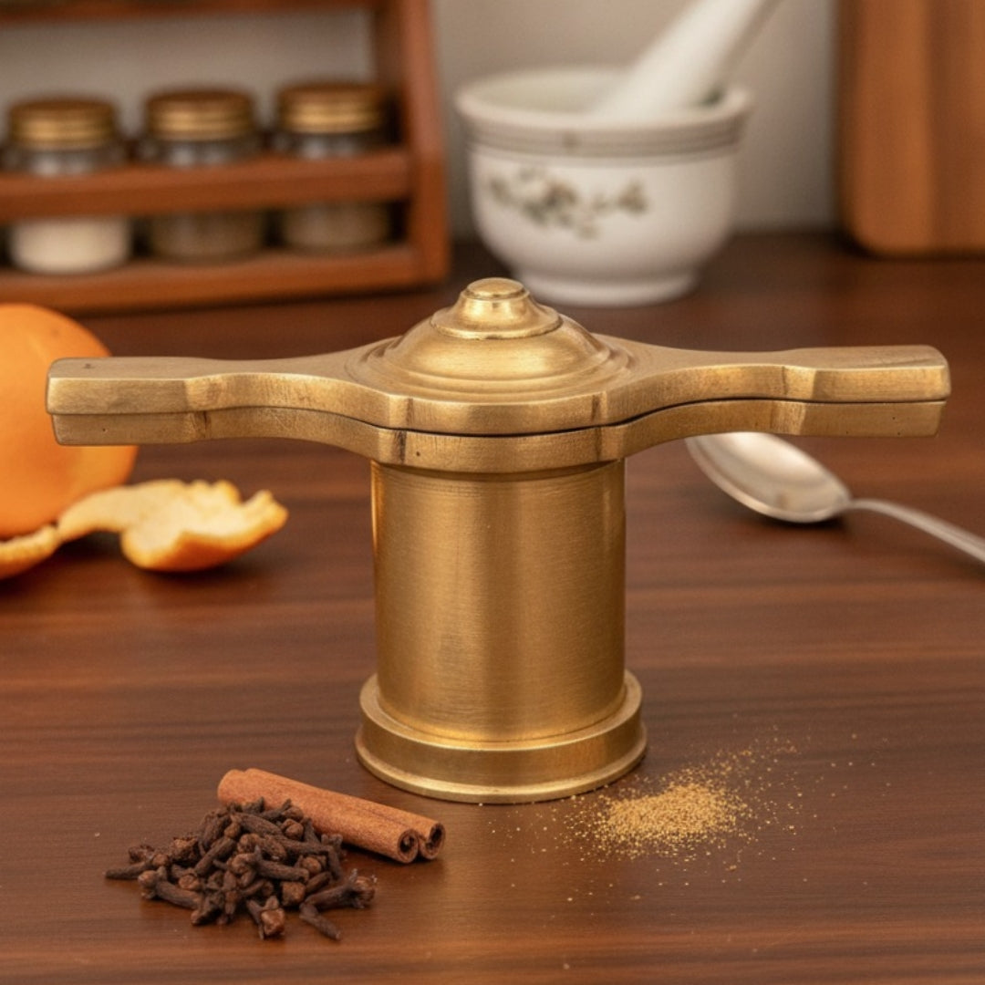 Antique Peetal Lemon Crusher and Sevai Maker | Pure Brass Noodle & Vermicelli Press | Made in 1977