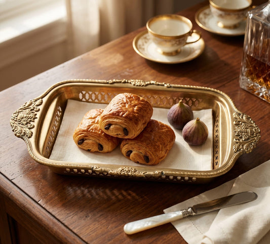 Antique Peetal Engraved Tray | Pure Brass Serving and Display Tray | Made in 1977