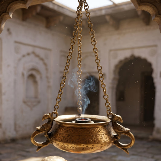 Antique Peetal Engraved Hanging Pot | Pure Brass Hanging Planter and Decorative Vessel | Made in 1971