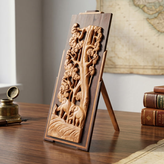 Antique Teakwood Engraved Frame | Traditional Wooden Decorative Display Frame | Made in 1990