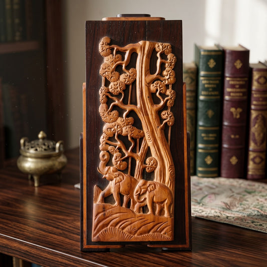 Antique Teakwood Engraved Frame | Traditional Wooden Decorative Display Frame | Made in 1990